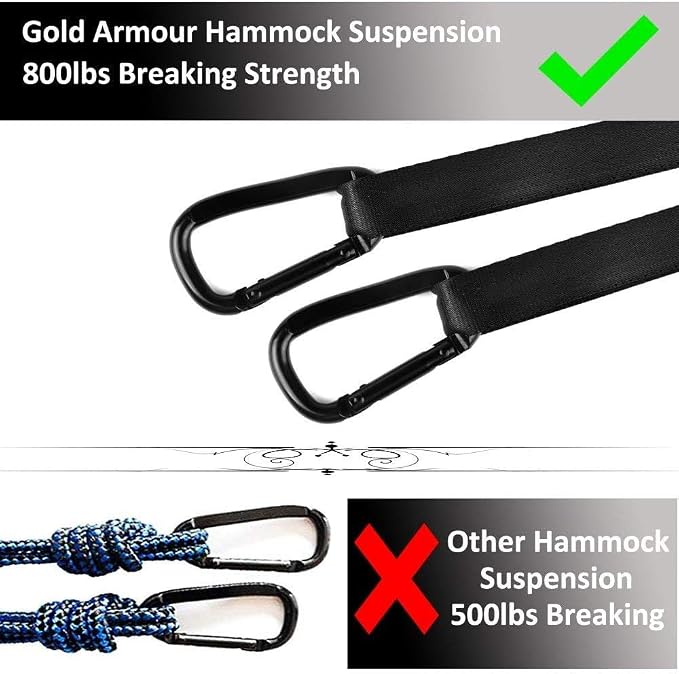 Gold Armour Camping Hammock - Portable Hammock Single Hammock Camping Accessories Gear for Outdoor Indoor Adult Kids, USA Based Brand (Purple and Fuchsia)