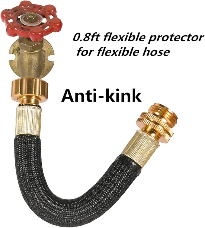 2 PCS 0.8ft Garden Hose Extension Flexible Hose Adapter Short Connector Hose with Integrated Spiral Tube for Hose Reel/RV/Dehumidifier (2)