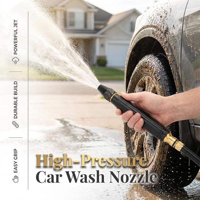 Jet Nozzle Power Washer for Garden Hose, Heavy Duty Adjustable Hose Nozzle, Garden Hose Nozzle High Pressure Powerful Cleaning Spray Evenly, High Pressure Hose Nozzle for Car Washing (Type-B*2)