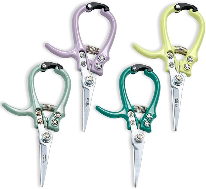 Modern Sprout Pruning Shears - Herb Snipping Scissors- Lightweight Gardening Tools W/Easy Lock - Flower Cutter Garden Shears - Gift for Father's Day -Carbon Steel Blade+Reusable Holster(Multi,12 Pcs)