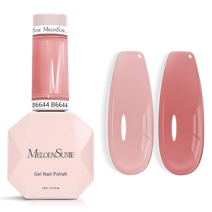 MelodySusie Jeweliver Jelly Gel Nail Polish, 0.5Fl.oz Mauve Sheer Pink Gel Polish Soak Off UV LED Light Cure Gift for Women Manicure Nail Art DIY at Home B6644