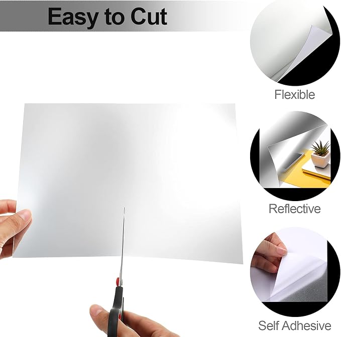 Zonon Flexible Mirror Sheets Self Adhesive Non Glass Mirror Tiles Stickers for Home Wall Decor(10 Pieces,8 x 10 Inches)