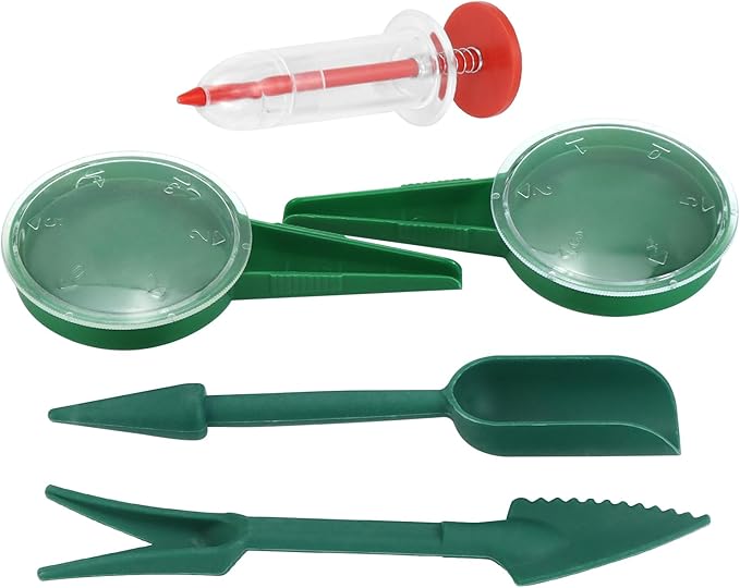 QWORK 8 Pcs Seed Dispenser Planter Tool Set, Precision Seed Planter Tool with Seed Spreaders, Dispensers, Dibbers, for Seed Placement