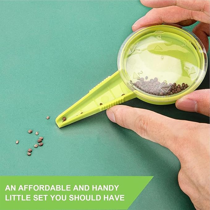 Sowing Seed Dispenser Hand Tool, Handheld Garden Seeder Sower Planter with Handle, Plastic Seed Dibbler for Sowing Seeds, Planting, Bulbs, Digging (setB 1set)
