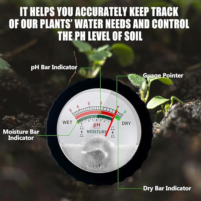 Soil PH Meter, Soil Moisture Sensor Meter, Soil PH Tester Gardening Tool Kits for Plant, Tree, Soil Tester for Moisture Great for Garden, Lawn, Farm, Indoor & Outdoor Use
