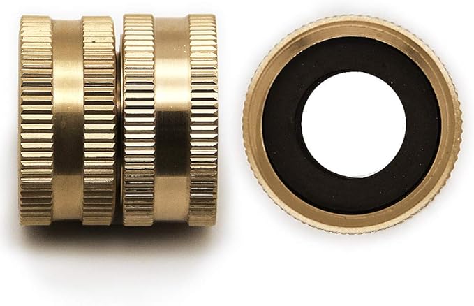 Twinkle Star 2 Pack 3/4" Brass Garden Hose Connector with Dual Swivel for Male Hose to Male Hose, Double Female