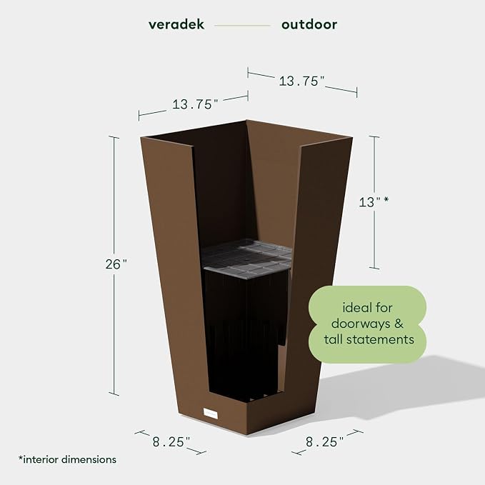 Veradek V-Resin Indoor/Outdoor Taper Planter, 2-Pack (26 inch, Espresso)