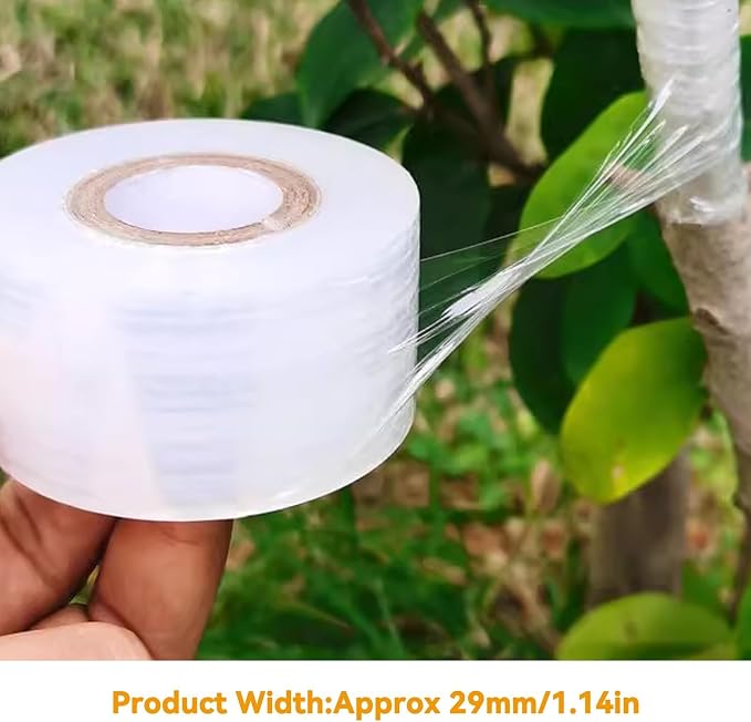Grafting Tape, 29mm Nursery Sealing PVC Stretchable Resilient Garden Repair Parafilm Tape for Petri Dish Fruit Tree Budding Tapes Plants Grafting Film Gardening Tape Tree Bandage Repair Tape Wrap