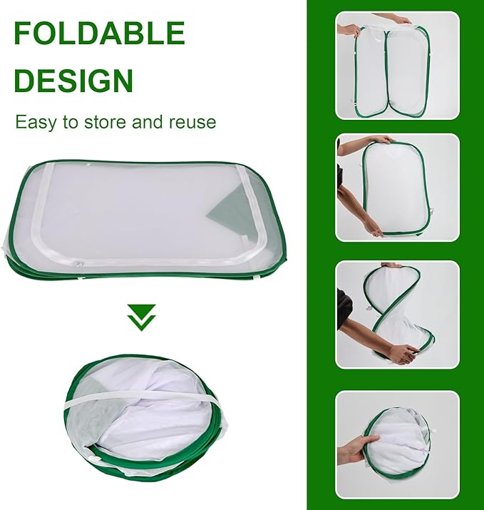 Butterfly Habitat Cage 24" x 24" x 36", Large Caterpillar Mesh Enclosure with Poop Tray for Easy Clean, Outdoor Monarch Butterfly & Insect Pop-up Net Cages Terrarium with Sunshade Top.
