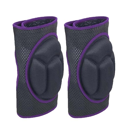 Gardening Knee Pads for Women, Mens Kneeling Pad for Cleaning Floor Washing Work, Comfortable Knee Protector for Cleaner Gardener, Adjustable Soft Knee Pad for Kneeling on Hard Floors, Purple L (1 pair)