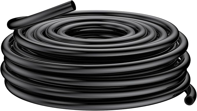 Pawfly 1/2 Inch Drip Irrigation Tubing (50 ft Roll), 1/2 Irrigation Tubing, Black Polyethylene Main Line, Blank Distribution Tubing for Drip Irrigation System, Drip Irrigation Hose for Garden Watering
