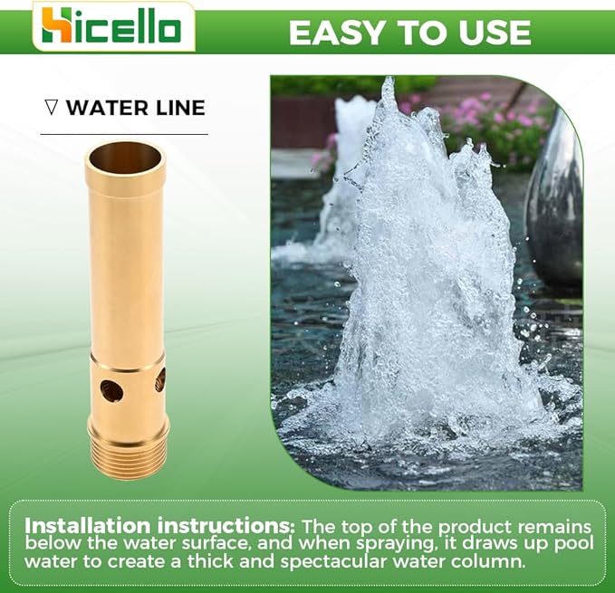 4 PCS Brass Bubbling Fountain Nozzle G1/2 Female & G3/4 Male Thread, Sparkling Water Spray Head for Ponds, Gardens, Fountains Bring Beautiful 0.6-1FT Columnar Water Cluster Shape Visual Effect