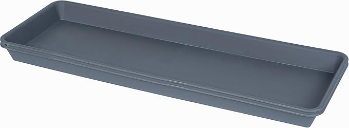 VUWEZ 2 Pack of Plastic Plant Tray Saucer Rectangular 17 18 inch, Plant Trays Saucers for Indoors Outdoor, Plant Water Drip Tray for Flower Pot Planter, Windowsill Plant Tray (7.8 X 17.5'', Gray)