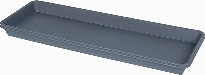 VUWEZ 2 Pack of Plastic Plant Tray Saucer Rectangular 14 inch, Plant Trays Saucers for Indoors Outdoor, Plant Water Drip Tray for Flower Pot Planter, Windowsill Plant Tray (6.8 X 14.5'', Gray)