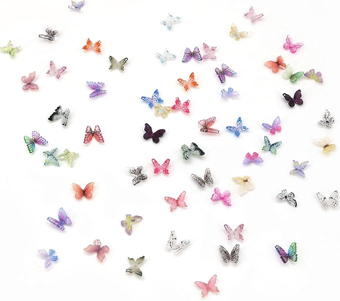 90Pcs Mini Resin Butterflies, Miniature Little Butterfy Decoration, Tiny Butterflies for DIY Crafts, Mini Resin Animals Figurines for Fairy Garden Micro Landscaping Decor
