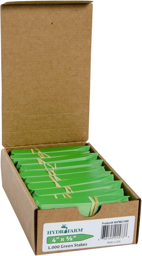 Hydrofarm Macore Co HGPMG1000 Plant Stake Labels, 4 x 5/8", Green