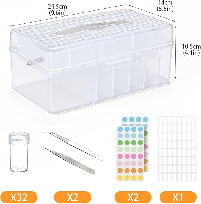 32 Slots Seed Storage Box Organizer with Label Sticker and 2 Tweezers,Portable Garden Seed Saving kit, Packet Organizer for Plant, Flower,Vegetable Seeds