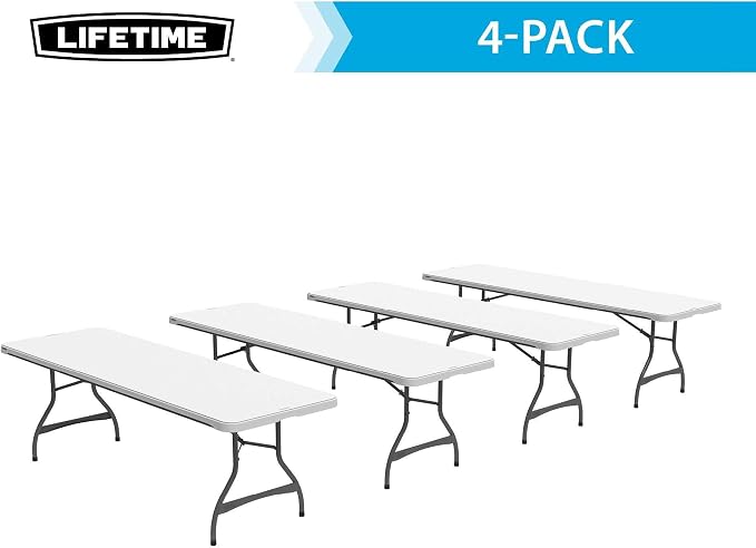 LIFETIME 8-Foot Folding Tables, 4-Pack, White Granite