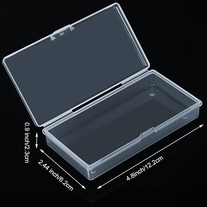 SATINIOR 24 Packs Small Clear Plastic Beads Storage Containers Box with Hinged Lid for Storage of Small Items, Crafts, Jewelry, Hardware (4.8x2.44x0.9 Inches)