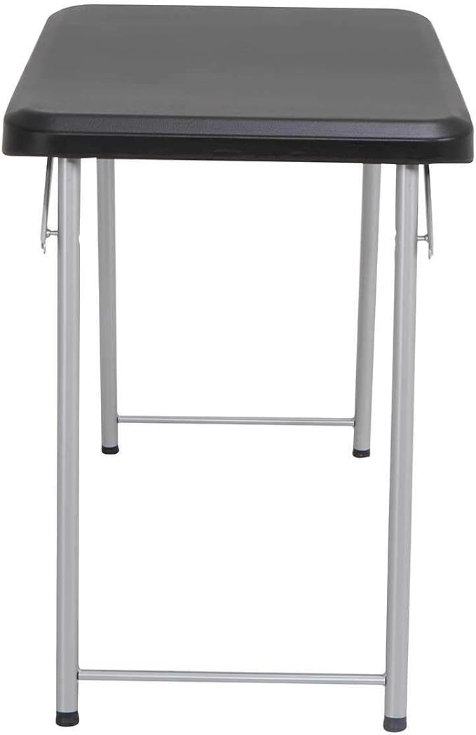 LIFETIME Stacking Compact Folding Table, 30 in. x 20 in., Black and Silver, Indoor/Outdoor