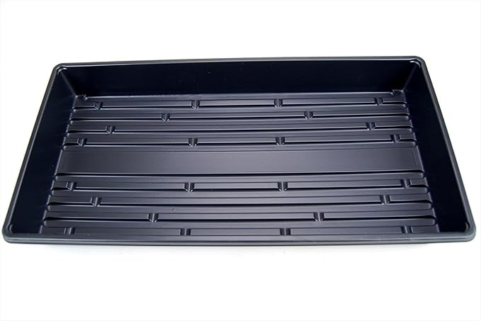 Living Whole Foods 100 Pack of Durable Black Plastic Growing Trays (Without Drain Holes) 21" X 11" X 2" - Flowers, Seedlings, Plants, Wheatgrass, Microgreens & More