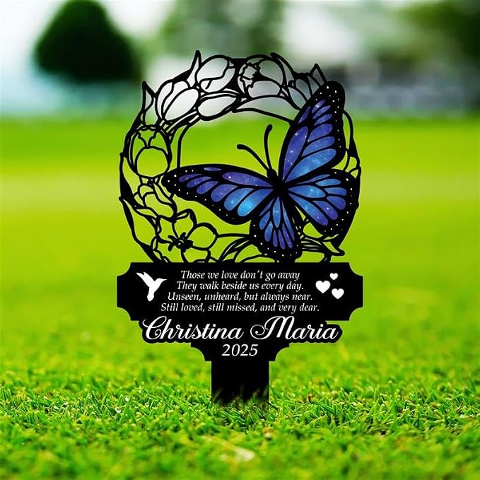 Personalized Metal Yard Sign, Custom Butterfly Metal Stake Decor, Butterfly & Flower Design, Gift for Garden Lovers, Garden Decor