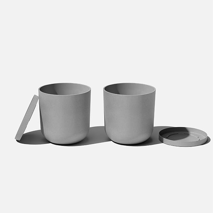 Veradek Mason Series Lima Planter - Round Planter for Indoor or Outdoor Porch/Garden | Made from Plastic-Stone Composite with Drainage Holes | Modern Décor for Succulents, Flowers, Small Plants