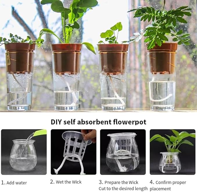 32.8 feet 1/6 Inch Natural White Self Watering Wick Cord Automatic Watering Cotton Rope System Hydroponic Wicking for Vacation Plant Care Capillary Wicks for Self Watering Planters and Pot