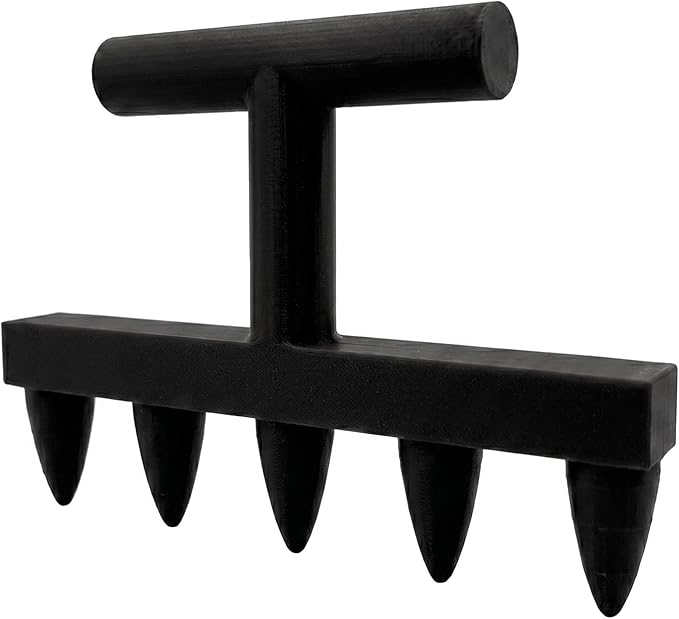 3D Printed 5-Prong Seed Dibber Gardening Tool, Unibody Hand Seeding Punch & Plant Hole Digger for Raised Beds, Seed Spacing Tool & Garden Row Maker, 7.1" x 4.7" (Black)