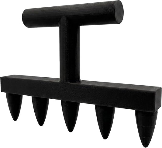 3D Printed 5-Prong Seed Dibber Gardening Tool, Unibody Hand Seeding Punch & Plant Hole Digger for Raised Beds, Seed Spacing Tool & Garden Row Maker, 7.1" x 4.7" (Black)