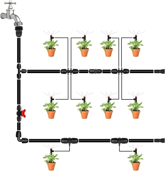 1/2 Inch Drip Tubing Irrigation Fittings Kit - 20 Pieces Set 1/2'' Drip Line Anti-Drop Barbed Lock Nut Connectors- 4 Couplings 4 Tees 4 Elbows 2 Valves 2 1/2'' to 1/4'' Reducers 4 Plugs