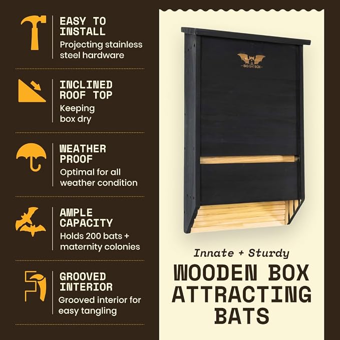 WildYard Bat Houses for Outdoors - Black 3 Chamber Model - Pole, Wall & Tree Mount Bat Roosting Box & House Kit for Backyard