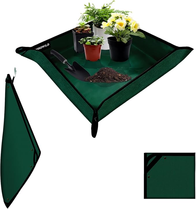 Plant Transplanting Mat - Thickened Waterproof Potting Mat, Succulent Gardening Mat, Portable Repotting Mat for Mess Control (PVC-Green 39.5"x39.5")