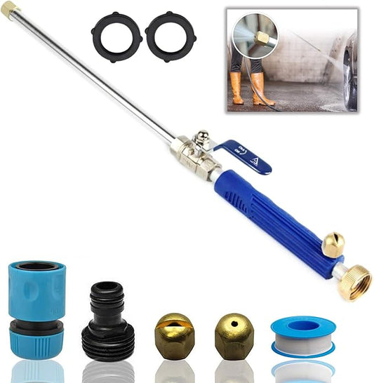 Hydro Jet High Pressure Power Washer Wand for Car Washing or Garden Cleaning, Heavy Duty Metal Watering Sprayer with Universal Hose End, Hydrojet Water Power Nozzle, Fan and Jet Stream