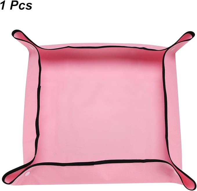 HARFINGTON Repotting Mat 19.7" x 19.7" Oxford Cloth Waterproof Plant Repotting Mat Foldable Portable Gardening Potting Tray with Plastic Buckle for Indoor Plant Change Soil, Pink