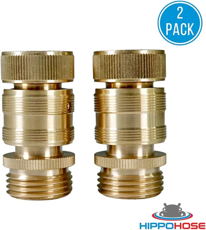 Quick Connector Garden Hose Fittings (2 Pack) - Leak-Free 3/4" Snap-On Water Hose Adapter - Solid Brass Connection Connectors for Quick Release
