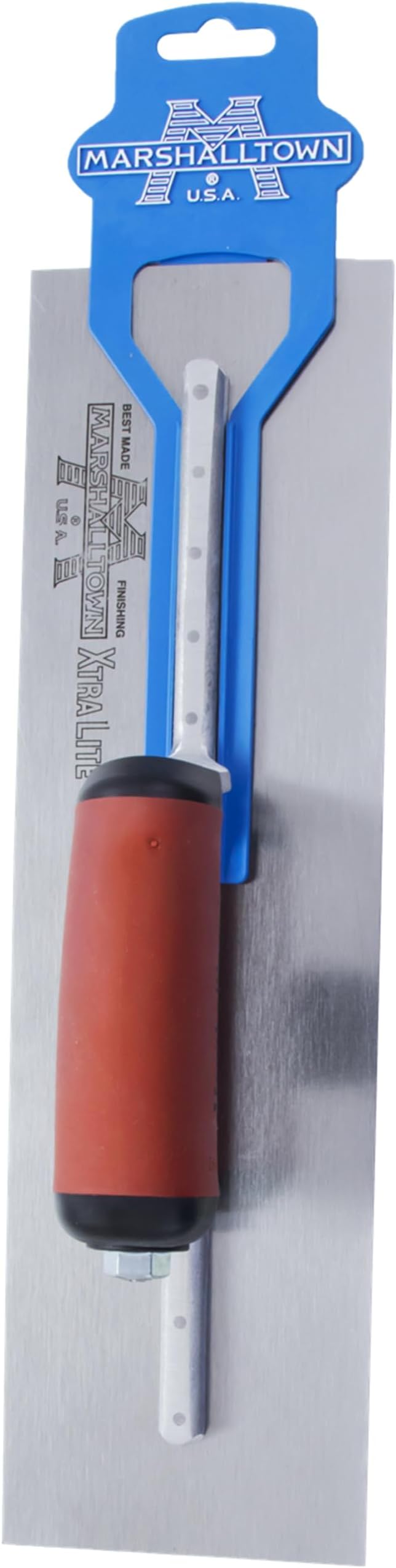 Marshalltown Finishing Trowel, 14 by 4 Inch, Perfect for Spackling, Sheetrock, Stucco, Concrete, EIFS and More, DuraSoft Curved Handle, High Carbon Steel Blade, Xtralite Mounting, MXS64D