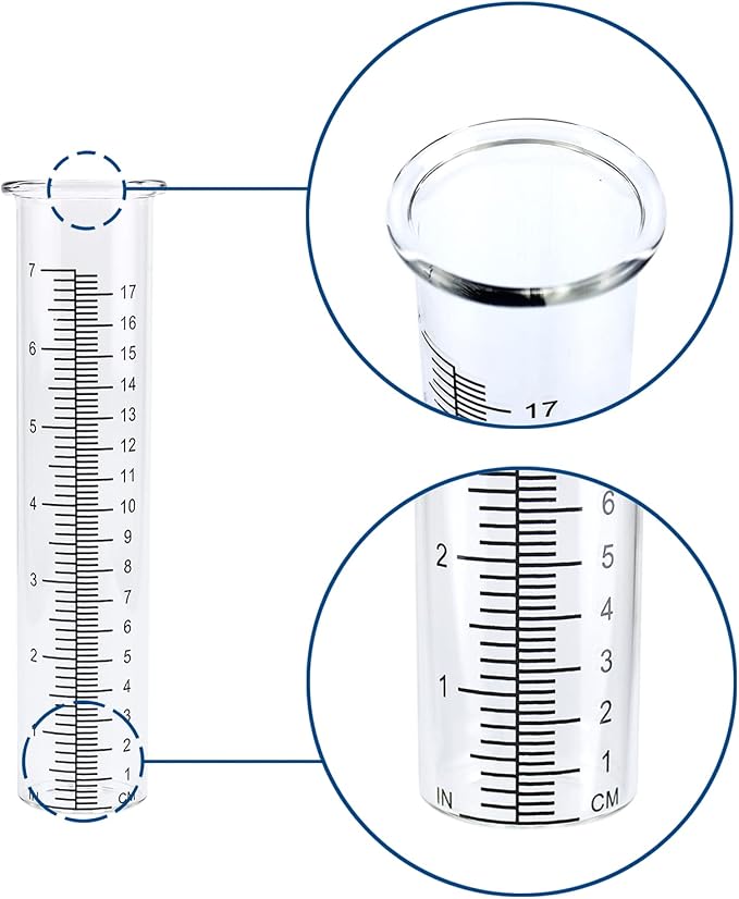 7" Capacity Rain Gauge Glass Replacement Tube for Yard Garden Outdoor Home (1PC)