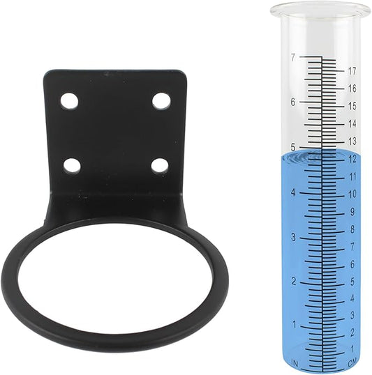 TBWHL 7" Capacity Rain Gauge Replacement Tube Glass with Stainless Steel Rack Holder, Decorative Rain Gauge Outdoor Measure Gauge for Yard Garden Fence Lawn Farm