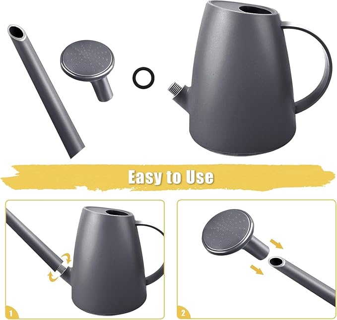 Watering Can,Long Spout Water Cans for Indoor and Outdoor Garden,Plants Water Cans for Flower & shrubs - 1.8L/1/2 Gallon (Gray)