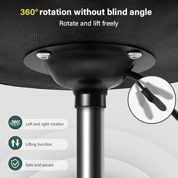 Black Minimalist Swivel Stool with Wheel Perfect for Work SPA Shop Massage Height-Adjustable and Cost-Effective Rolling Stool Chair with Square Seat