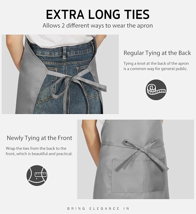 Syntus Apron for Men Women, Adjustable Cooking Kitchen Chef Aprons with 2 Pockets