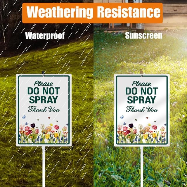 Please Do Not Spray Thank You Yard Sign With Stake No Spray Zone Reflective Aluminum Lawn Signs Signs Rust Free Pollinator Wildflowers Garden Signs (8x12) IN