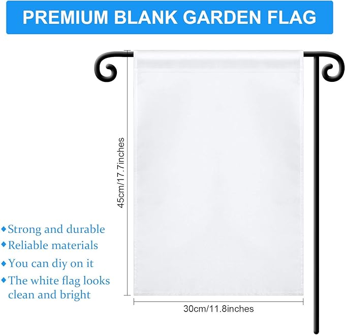 Sublimation Garden Flag Blank Bulk 12x18inch Sublimation Banner Blank Polyester Flags DIY Canvas Sign for Garden Lawn and Yard Courtyard Outside Decoration(3 Pieces)