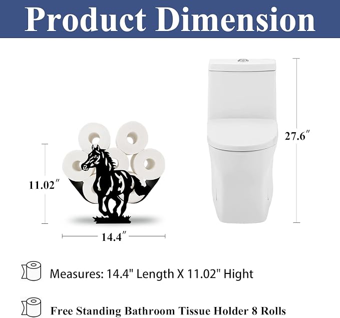 Whimsical Horse Toilet Tissue Holder,Animal Paper Holders,Decorative Metal Papers Holder,Funny Toilet Animal Storage for Bathrooms,Bathroom Paper Organizer for Extra 8 Rolls Free Standing Art Decor