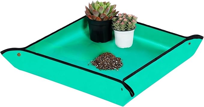 Extra Large Reusable Repotting Mat 40x40 Inch（100x100cm）- Waterproof Plant Transplant Mat for Indoor Gardening,Green
