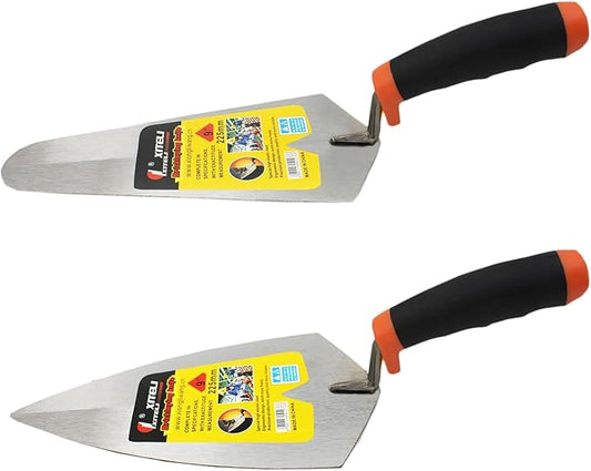 2 Pcs Pointing Trowel and Gauging Trowel Set,9" Masonry Hand Tool Set with Soft Grip Handle,Margin Trowels Bricklaying Trowels Building Products (9 Inch)