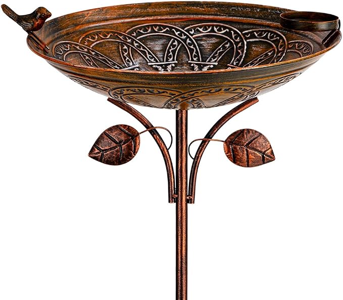 dreamysoul Metal Outdoor Bird Baths, 38 Inches Tall Vintage Freestanding Cast Iron Birdbaths, 5-Pronged Bird Bath for Outside Garden Yard Patio Decor