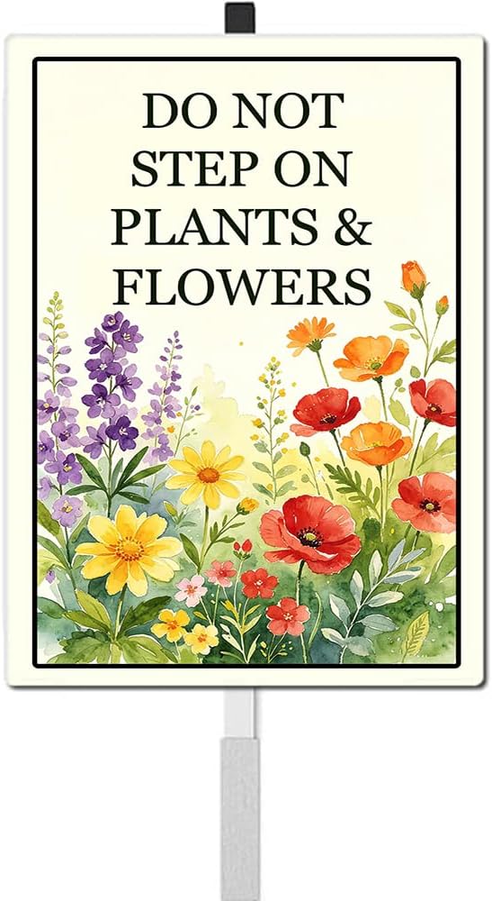 Do Not Step On Plants And Flower Yard Sign With Stakes Do Not Walk In Stay Out of Flowers Bed Signs Keep Off Wildflower Pollinator Habitat Reflective Rustproof Aluminium Garden Outdoor 8X12 IN