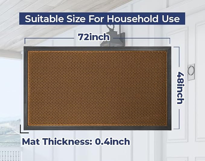 Muddy Mat® Meshy Mat Door Mat Heavy-Duty Quick-Dry Floor Mat, Sand & Dirt Trapper for Indoor & Outdoor, Ideal for Entrance, Mudrooms,Patios & Garages,Low-Profile,Non-Slip,Washable– Orange 48"x72"x0.4"